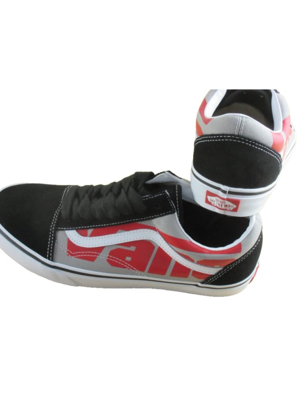 Vans Men's Old Skool Jumbo VANS Logo Black White Red Canvas Suede shoes Size 9.5 - Picture 6 of 7